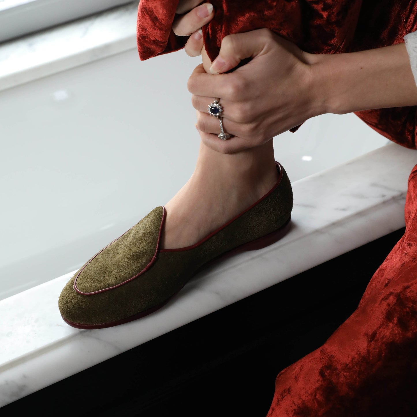 Carmen khaki burgundy